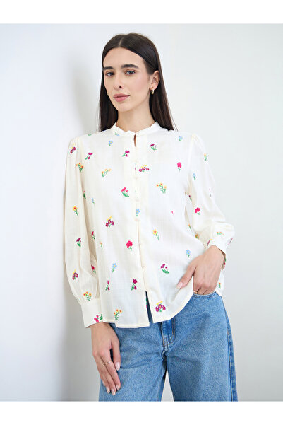 Styli Off White Embroidered Blouse