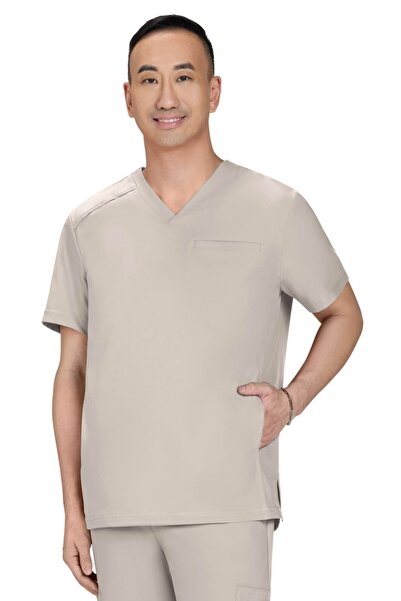 KOI Happiness Cureology Stasis Men's Medical Lab Coat, Khaki Beige (C652)