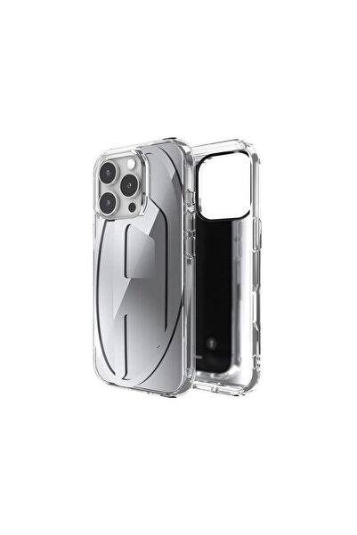 Diesel iPhone 16 Pro Uyumlu Oval D Aynalı (Mirror) Kılıf - Gümüş