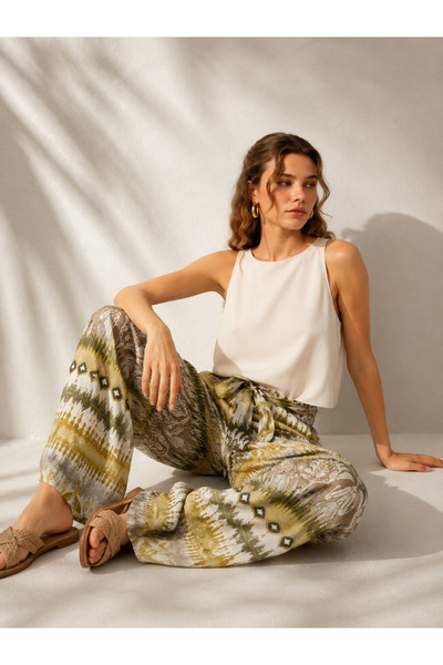 MyFlamenco Etnik Desen Wide Leg Rahat Kesim Pantolon