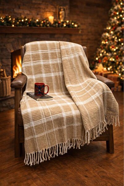 Çeyiz Diyarı Dinarsu Cozy Life Camel Cotton Tv Blanket 130X170 cm