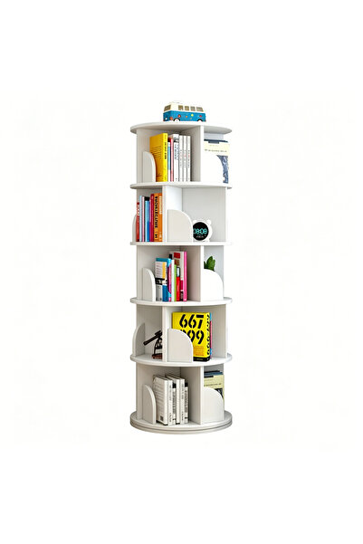 GoldenLike 5Tier Rotating Bookshelf, 360° Spinning Bookcase for Small Space