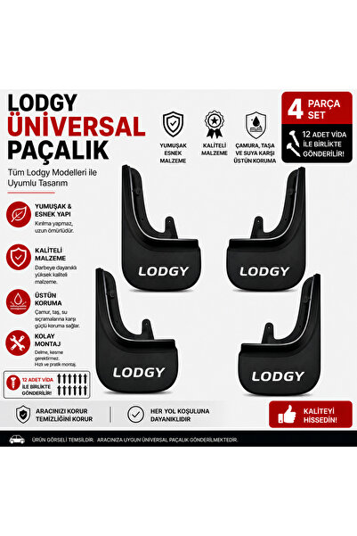 CarEste Dacia Lodgy Uyumlu Üniversal Paçalık Seti 4 Parça Esnek Çamurluk Koru...