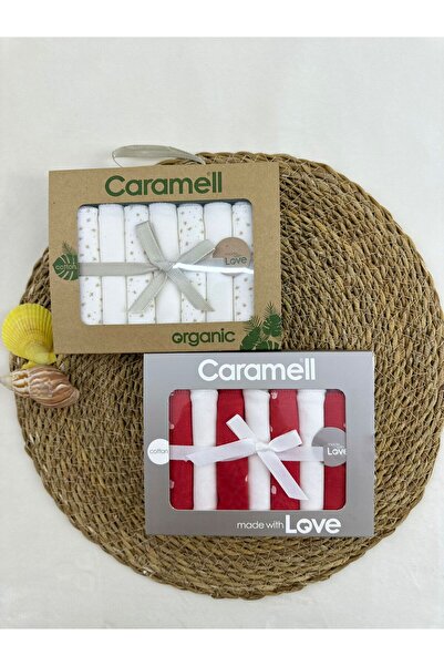 Caramell Patterned Combed Cotton Baby Mouth Wipes, Pack of 7 (2 Packs)