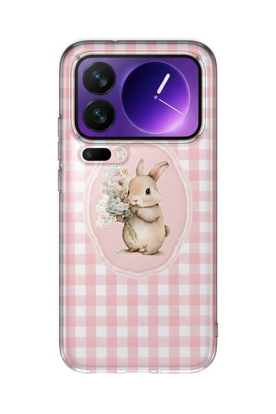 FLAMENKO حافظة هاتف شفافة متوافقة مع هاتف Xiaomi 17 Pro Max بنمط زهور وأرانب