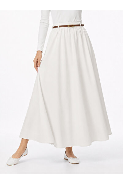 Naknaku Drawstring Belt Detail Soft Skirt-White