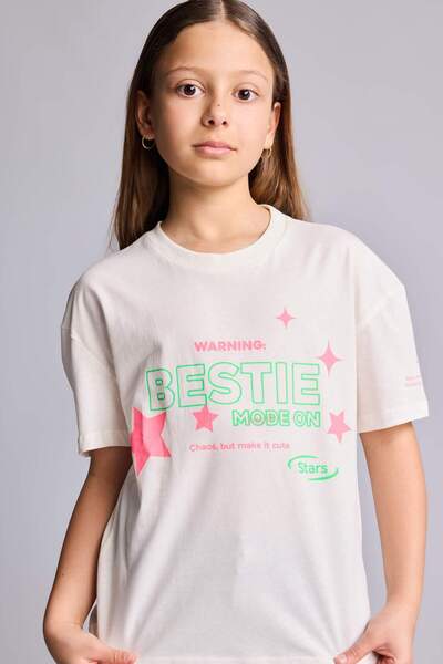 DeFacto Crew Neck Printed Short Sleeve T-Shirt Girls H7246A826Sm