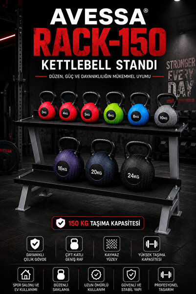 AVESSA RACK-150 Kettlebell Standı - Sağlam Çelik Gövde - Yüksek Taşıma Kapasi...