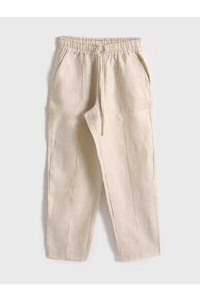 LC Waikiki Elasticated Waist Plain Linen Women's Trousers