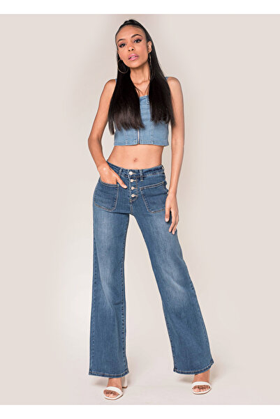 Nina Carter Women's Flared Blue Jeans P139-1A M7