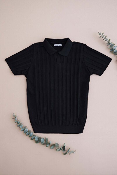 Fulla Moda Patterned Apaş Collar Boys' Knitwear T-Shirt