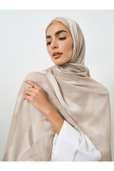 Take Two By Styli Beige Breathable Stretchy Pearl Chiffon Hijab