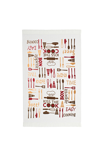 Zumzeria White Cotton Kitchen Towel with Pattern 60x35cm