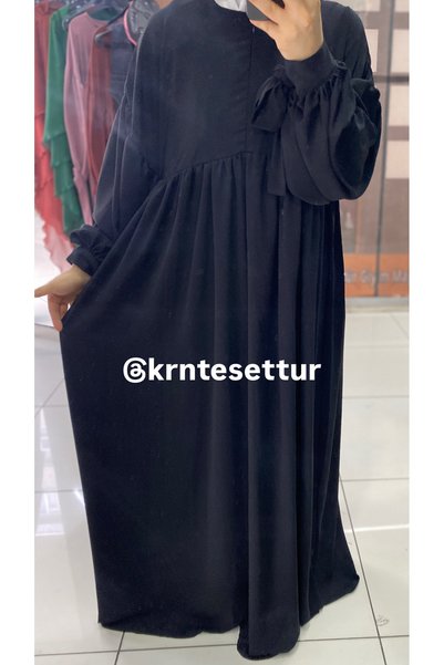 Hijab Dress with Tied Sleeves (Medina Silk)