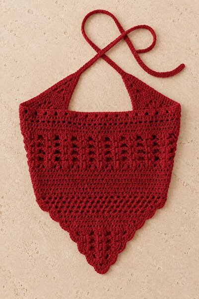 New Obsessions Plain Knit Crochet Triangle Bandana