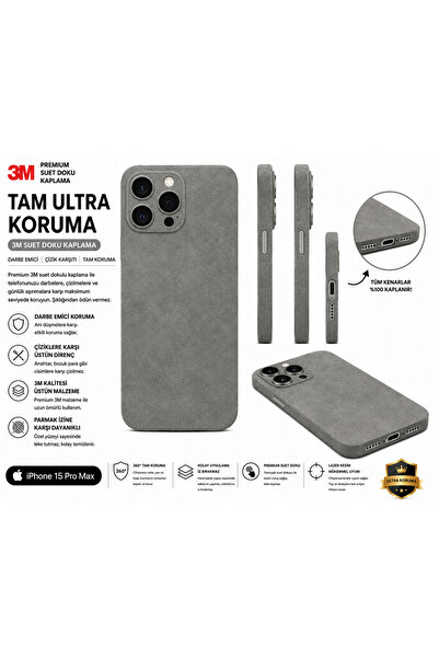 Biemtek iPhone 15 Pro Max Uyumlu Süet Telefon Arka Kaplama | Premium Kadife D...