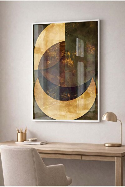 Zevahir Mobilya Dekorasyon Half Moon Shaped Geometric Glass Table - White Met...
