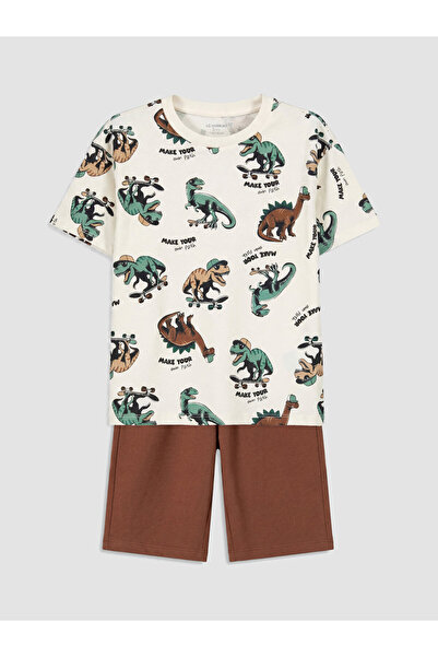 LC Waikiki Set de pantaloni scurți pentru băieți cu imprimeu de dinozauri