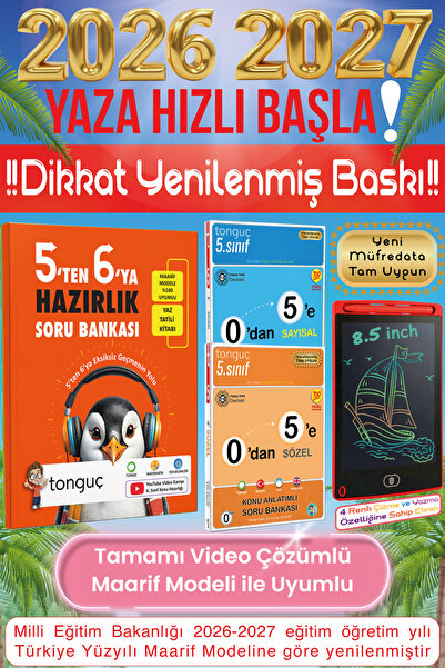 Tonguç Yayınları 5'ten 6'ya Hazırlık Tüm Dersler Soru Bankası Yaz Tatili Kita...
