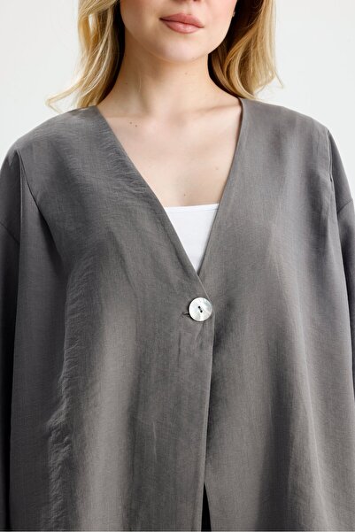 minaaise Women's Anthracite Premium Fabric Oversize Kimono 31099