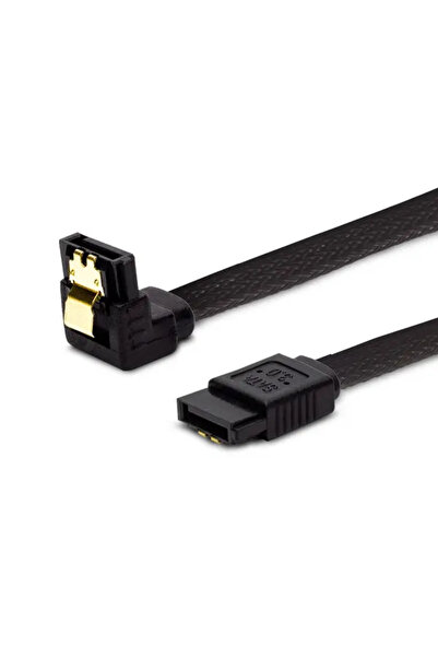 Savio Cablu SATA III GAK-08 0,5m, împletit negru, cotit, conectori aurii