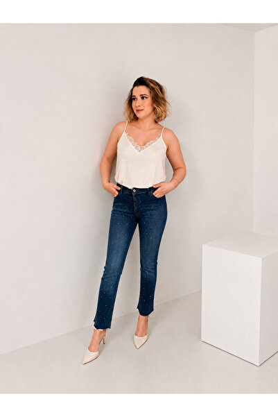MY TEKSTİL Midnight Spark Taşlı Skinny Jean
