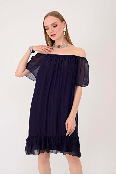 Park Moda Madonna Collar Silk Dress (Available in Sizes 34-46)
