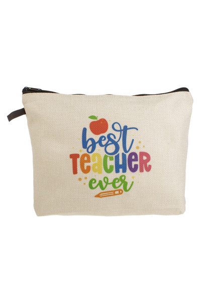 Zumzeria Beige Pouch "Best Teacher Ever" 26x5x18cm
