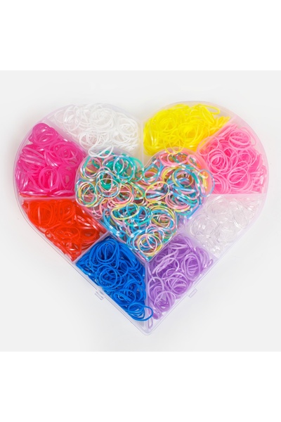 Zumzeria Mini elastice de păr colorate în cutie în formă de inimă pentru copi...