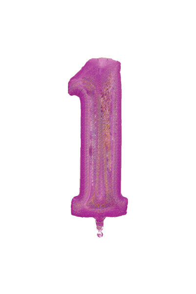 Zumzeria Balon de petrecere holografic fucsia din folie metalică Nr. 1 - 60cm