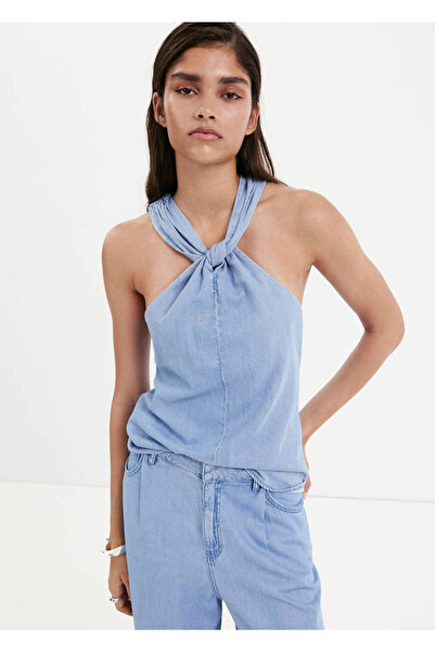 MANGO Woman Çapraz askılı denim top