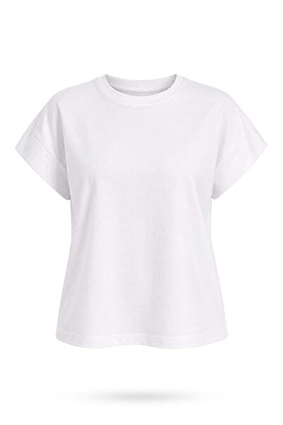 5in1Canpolat White Basic Cotton T-Shirt 17529