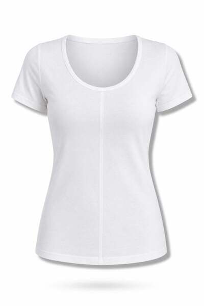 5in1Canpolat Ecru U-Neck T-Shirt 26329
