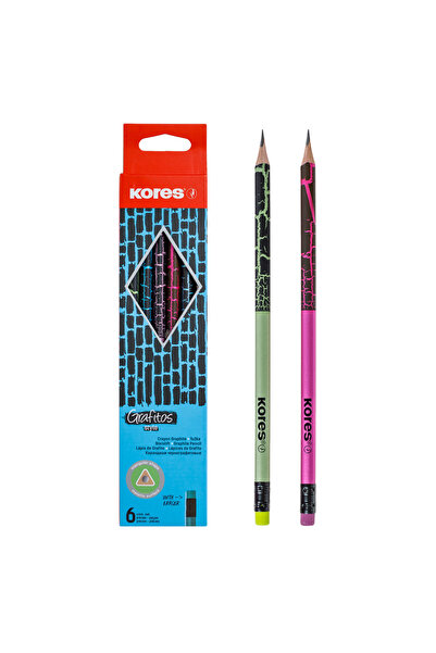 kores HB Pencils with Eraser - Metallic Designs - 6pcs