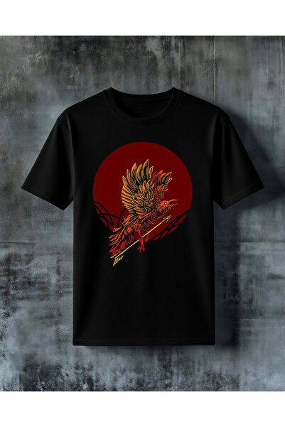 COMVİCHO Red Dragon Fire Wings Printed Oversize T-Shirt