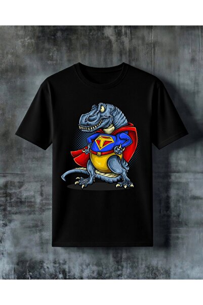 COMVİCHO Dinosaur Super Hero Printed Oversize T-Shirt