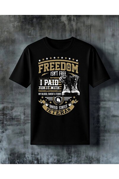 COMVİCHO تي شيرت كبير الحجم مطبوع عليه freedom veteran