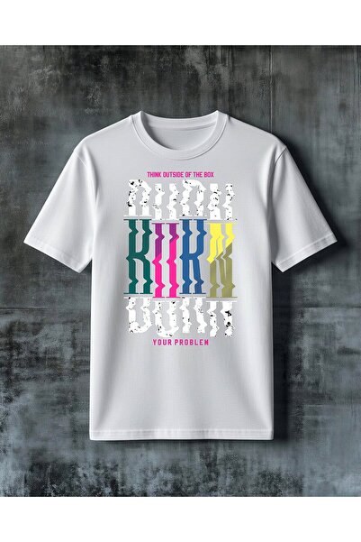 COMVİCHO Think Outside Colored Socks Printed Oversize T-Shirt
