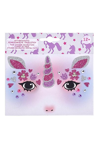 Zumzeria Decorative Tattoo Mask for Unicorn Face Pink Silver Glitter