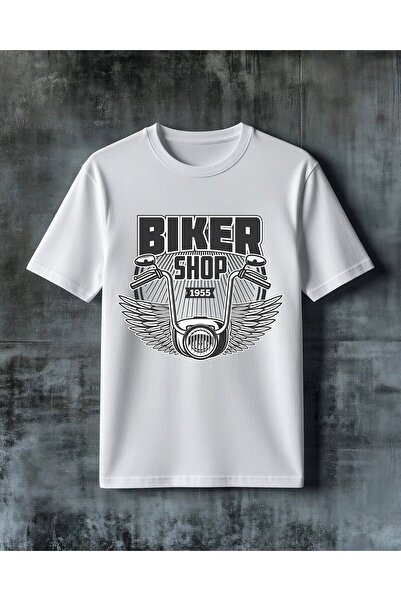 COMVİCHO تي شيرت كبير الحجم مطبوع عليه دراجة نارية من متجر biker shop
