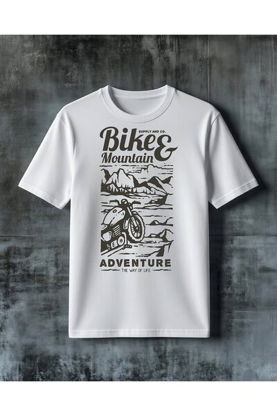 COMVİCHO Bikes Mountain Adventure Printed Oversize T-Shirt