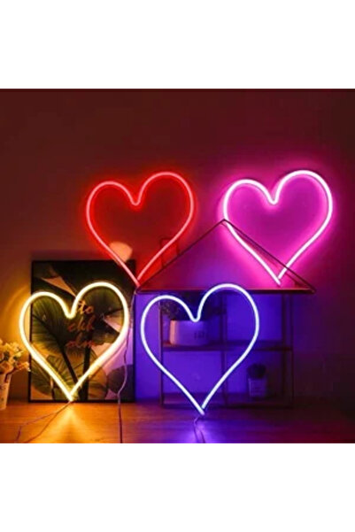 Zumzeria Fuchsia Neon Heart LED Lamp with USB 36.3x29cm