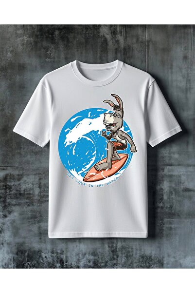 COMVİCHO Get Your in Surfing Tavsan Printed Oversize T-Shirt