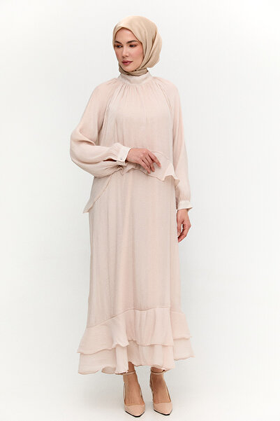 Setrms Volanlı Reglan Şİfon Elbise