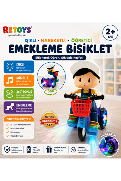 Retoys Dans Eden Işıklı Sesli Hareketli Emekleme Öğretici Bisiklet