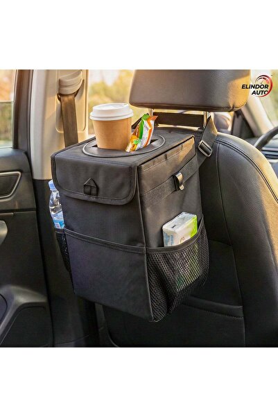 Elindor ®   Coș de gunoi auto, suspendabil, cu capac și buzunare laterale, 23...