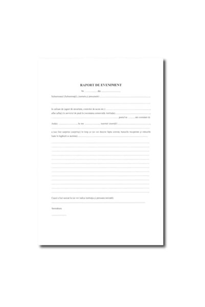 OEM Raport de eveniment, Format A4, 100 file, Registru tipizat paza