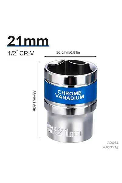 Choice19 21mm 8-32mm 1/2" Drive Deep Impact Socket Set Drive Metric Wrench So...
