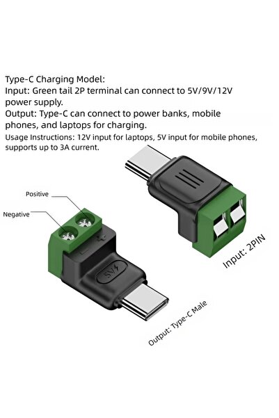 Choice6 قطعة واحدة محول USB-C إلى طرف توصيل 2Pin بدون لحام، قابل للربط بالبرا...