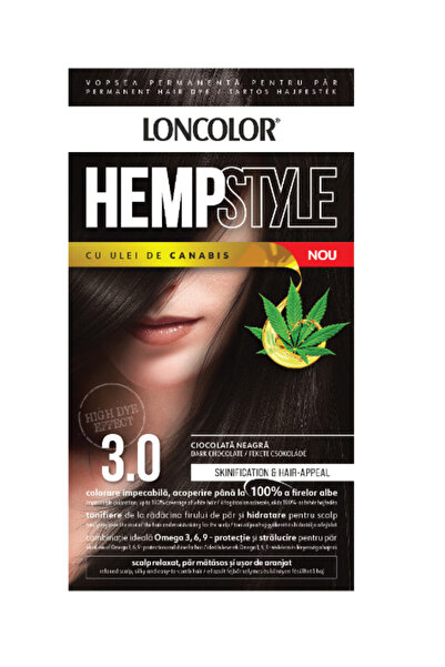 Loncolor Vopsea permanenta pentru par HempStyle Nr 3.0 Ciocolata Neagra,100 ml